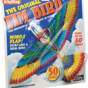 Schylling Tim Bird Flying Toy - Rubberband-Powered Mechanical Bird that Really Flies - Wings Flap and Flies 50 Feet - Ages 7 and Up